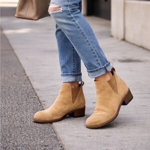 Timberland Tan Suede Chelsea Boots Women’s 7.5 Block Heel